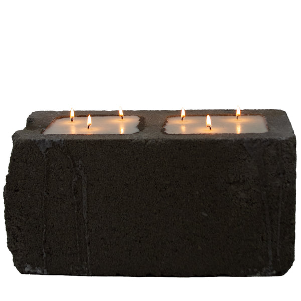 Full Size Cinder Block Fire Place Candle